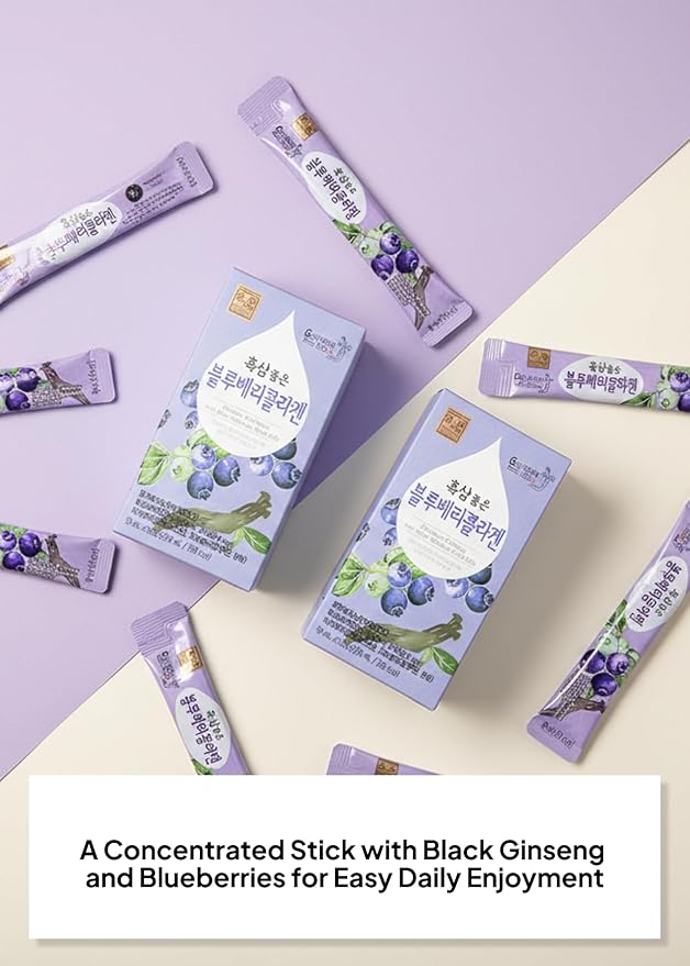 Blueberry Collagen with Black Ginseng Liquid Stick Supplement No Added sugars and preservatives