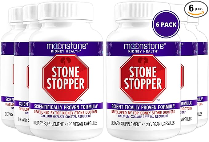 Moonstone Stone Stopper Capsules Kidney Stone Prevention Calcium Oxalate Protector Alkali Citrate Support Supplement Developed by Urologists to Support Kidney Health 6 Month Supply