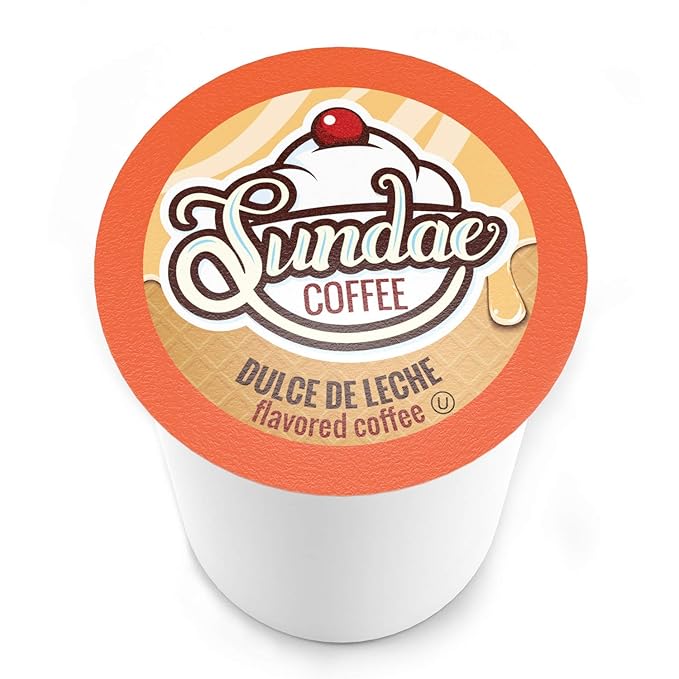 Sundae Ice Cream Flavored Coffee Pods Compatible with 2.0 Keurig K-Cup Brewer (Dulce de Leche) 48 Count