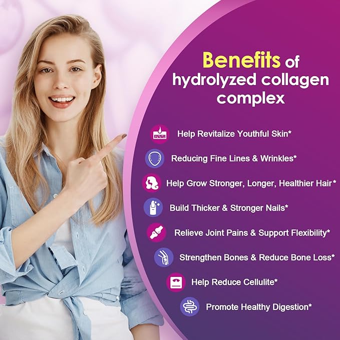 NATURE TARGET Multi Collagen Peptides Powder - Type I II III V X - Hydrolyzed Collagen Peptides with Vitamin C Hyaluronic Acid Supports Skin Hair Nail &amp Joint Grass-Fed Non-GMO 50 Servings