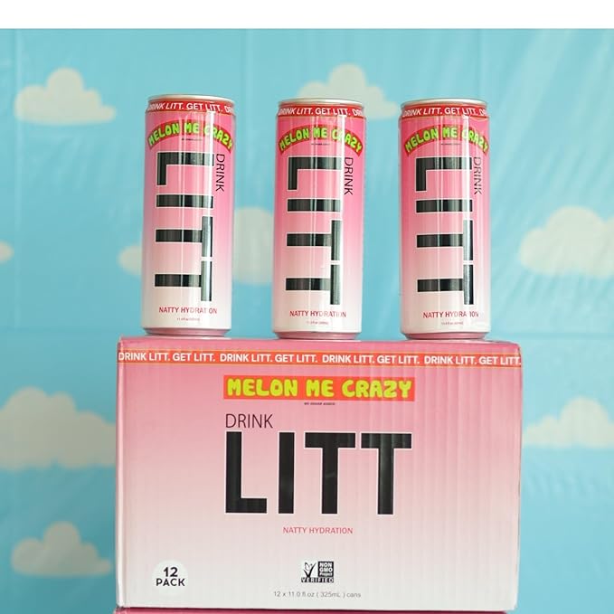DRINK LITT MELON ME CRAZY | Watermelon | Natty Hydration | Natural Electrolytes | B Vitamins | 11 oz (Pack Of 12)
