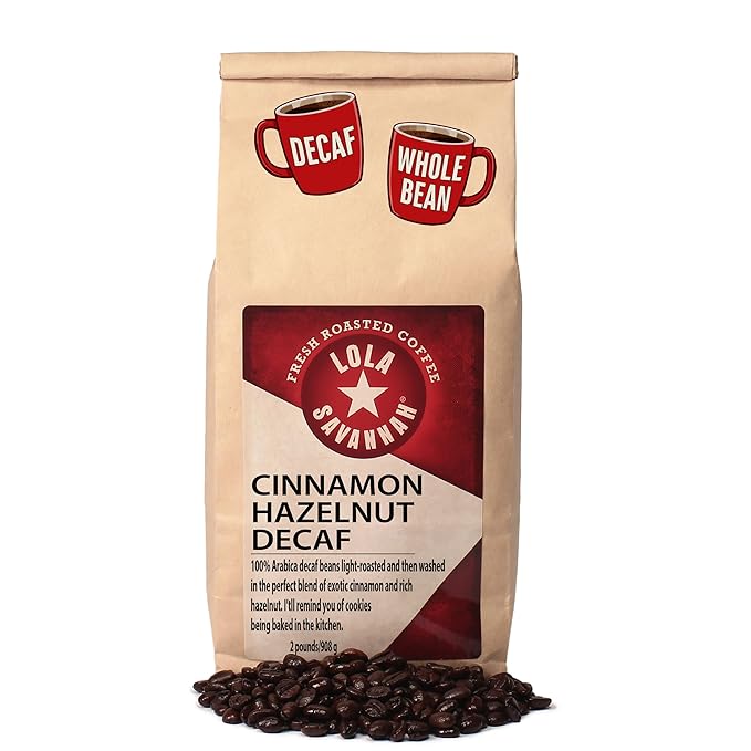 Lola Savannah Cinnamon Hazelnut Whole Bean Decaf Coffee 2lb