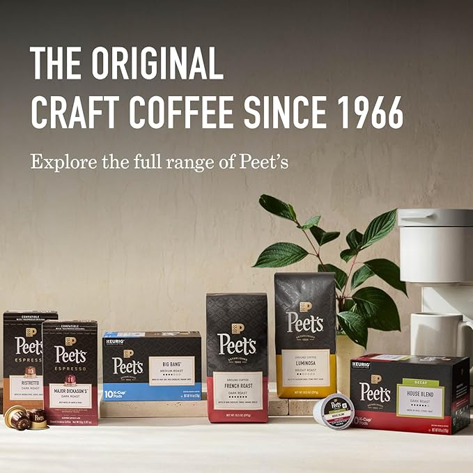 Peet's Coffee Dark and Medium Roast Espresso Capsules Variety Pack with Decaf Compatible with Nespresso Original Machine Arabica Coffee - Intensity 8-11 50 Count (5 Boxes of 10 Espresso Capsules)