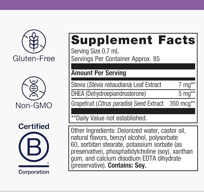 Metagenics BioSom - Liposomal DHEA Dropper with Grapefruit Extract &amp Stevia - Supports Hormone Balance Stress &amp Energy Levels* - Non-GMO Gluten-Free Vegan - GMP Certified Facility - 85 Serv