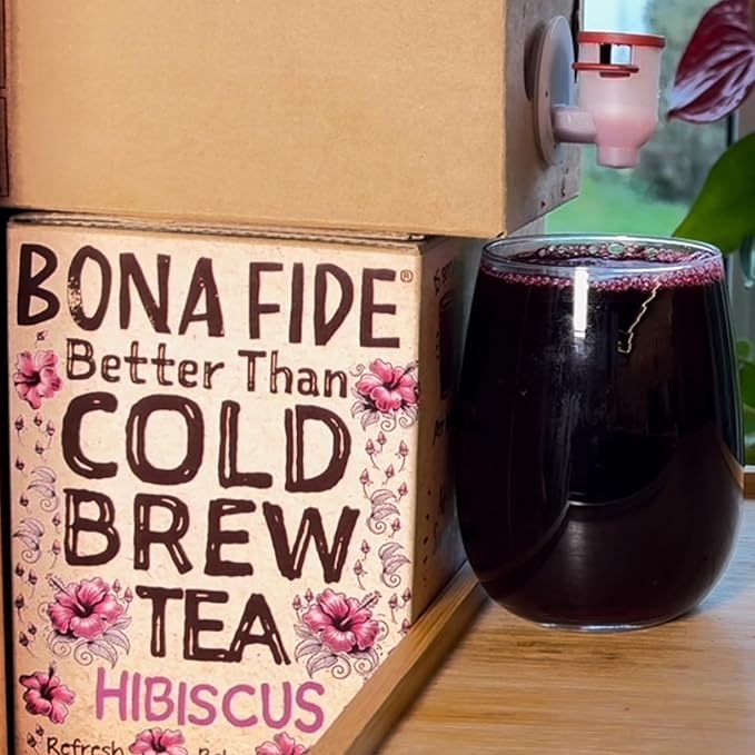 Better Than Cold Brew Hibiscus Tea 3L (101 Fl Oz) Bag in Box with Tap | Bold Tangy &amp Lightly Sweetened | Eco-Friendly Packaging