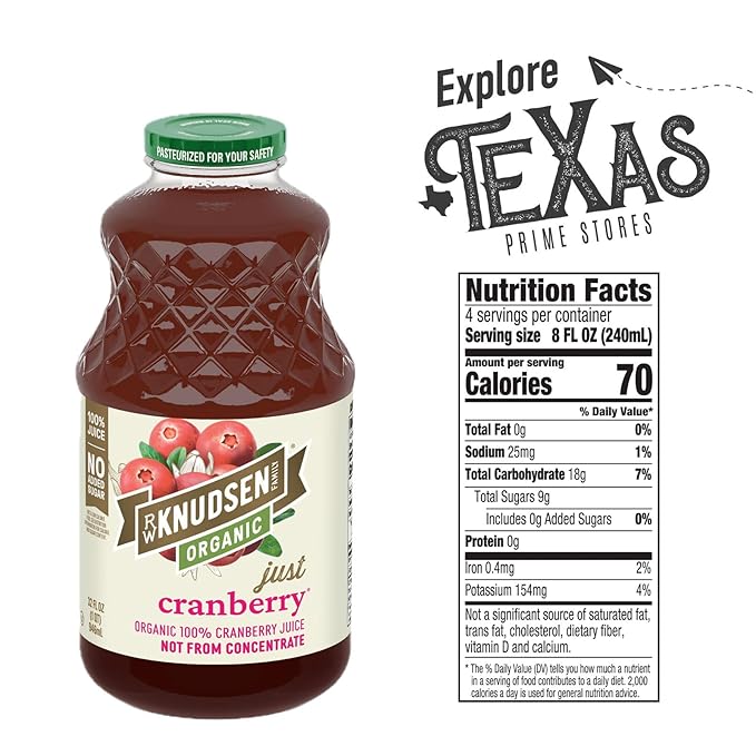 R.W. Knudsen Organic 2-Pack Organic Just Cranberry Fruit Juice 100% USDA Organic 32 fl oz Glass Bottle + 1 Utility Freebie by Lavinia