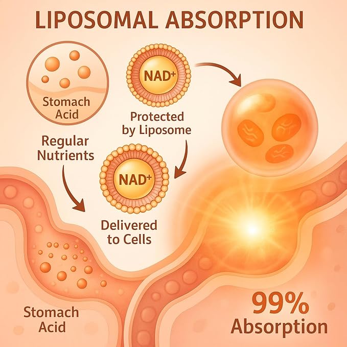 1500 MG Liposomal NAD+ 98%+ Absorption NAD+ Supplement for Women &amp Men with TMG for Aging Defense Cellular Energy Heart &amp Brain Function Longevity 60 Softgels