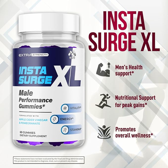(2 Pack) Insta Surge XL Gummies Official InstaSurge XL Gummys with All Natural Ingredients Insta SurgeXL Advanced Formula Health Supplement Max Strength Active Lifestyle Multivitamin (120 Gummies)
