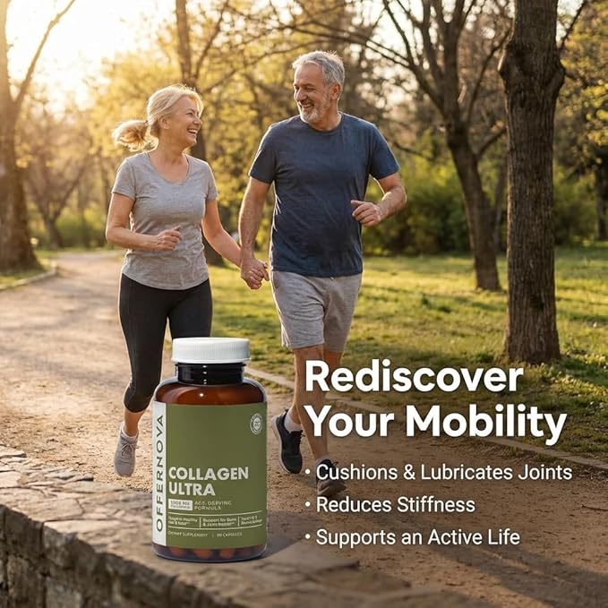 Offernova Collagen Ultra Hydrolyzed Collagen Supplements - 3000mg Anti Aging Bovine Collagen Peptides for Healthy Joints Bones Hair and Skin. Pastilla de Colageno Hidrolizado 90 Capsules