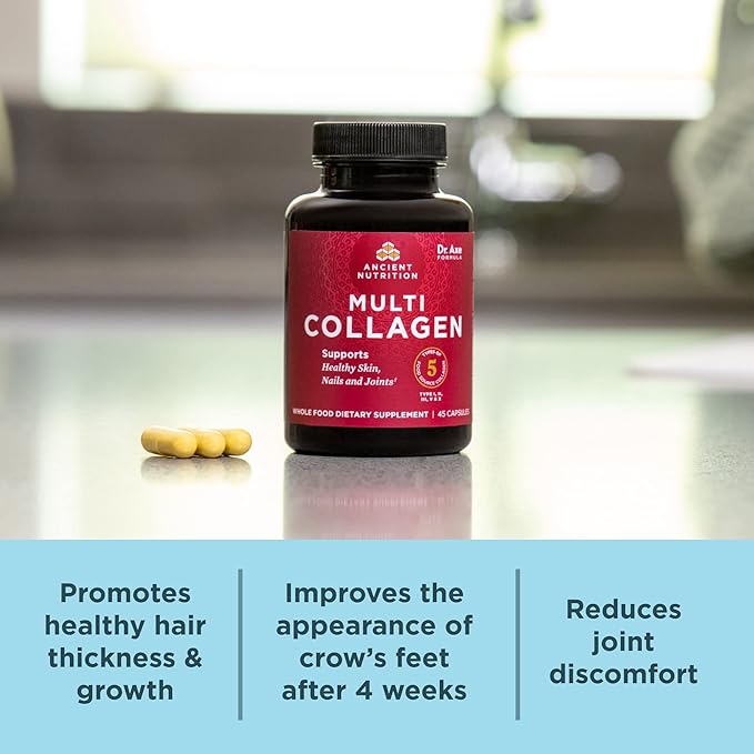 Ancient Nutrition Multi Collagen Capsules 90 Count + Multi Collagen Protein Powder Vanilla 60 Servings