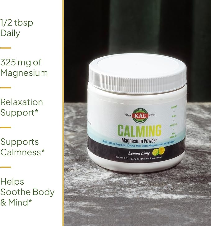 Dynamic Health Organic Tart Cherry and KAL Calming Magnesium Powder - Unsweetened 100% Juice Concentrate and Lemon Lime Flavor Magnesium Supplement - 16 Servings 16oz and 40 Servings 9.5 OZ