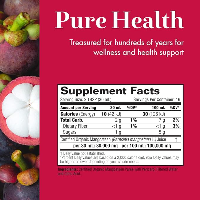 Dynamic Health Mangosteen Gold | Organic Mangosteen 100% Juice | Vegetarian No Gluten or BPA Dietary Supplement | 16oz