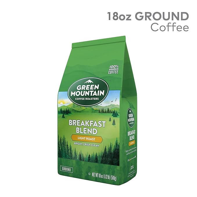 Green Mountain Coffee Roasters Breakfast Blend Ground Coffee Bagged 18 oz (Pack of 2)