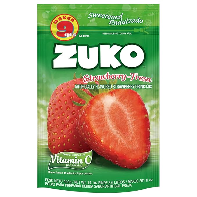Zuko Strawberry Instant Powder Drink Family Pack 14.1 oz Pack of 6