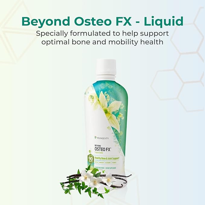 Youngevity Beyond Osteo-FX Liquid 32 oz - Calcium &amp Magnesium 1200/300mg + Vitamin D3 Zinc MSM Glucosamine + 77 Trace Minerals - Supplement for Bone Health (32 fl oz - Pack of 4)