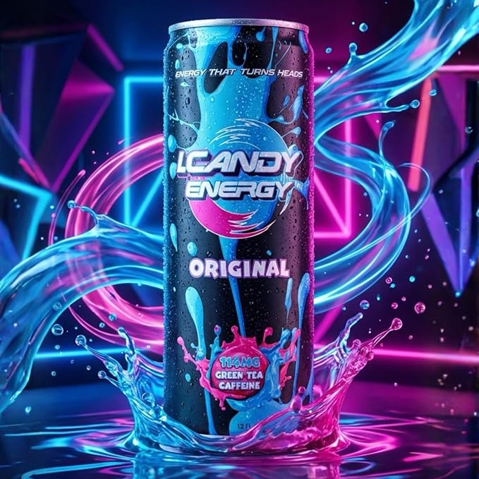 I.CANDY Energy Drink Original 24 Pack 12 oz Cans Bulk Energy Drinks Case Classic Flavor 114mg Caffeine Smooth Clean Energy No Crash