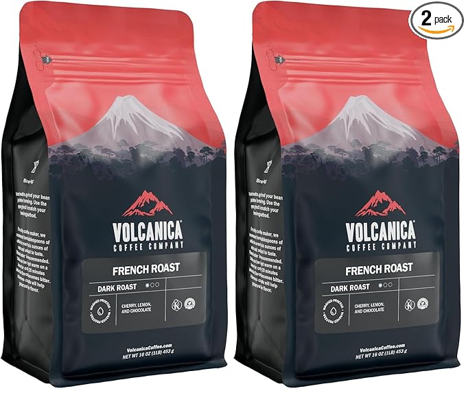 French Roast Coffee Whole Bean Dark Roast Fresh Roasted 16-ounce (Pack of 2)