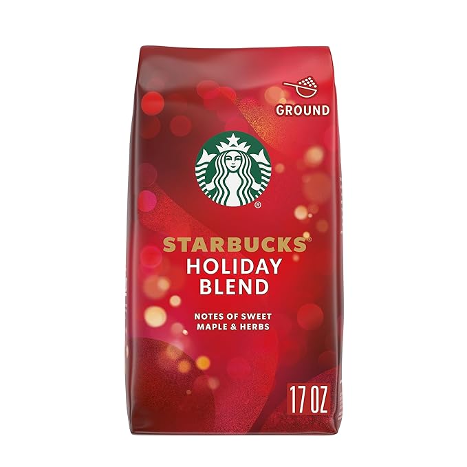 Starbucks Ground Coffee Medium Roast Coffee Starbucks Holiday Blend 100% Arabica 1 Bag (17 oz)
