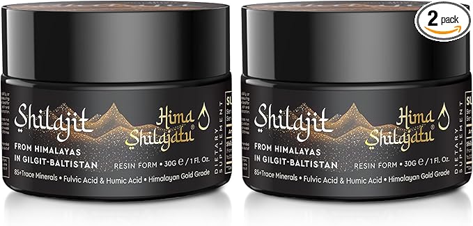 Shilajit Pure Himalayan Organic Shilajit Resin - Gold Grade 100% Purity Shilajit with Fulvic Acid &amp 85+ Trace Minerals Complex for Energy &amp Immune Support Pack of 2 (4 Months Supply)