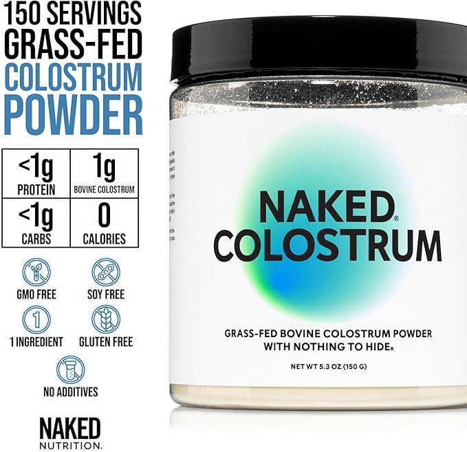 NAKED Vanilla Collagen Peptides (25 Servings 19.4oz) Colostrum Powder (150 Servings) – Pasture-Raised Grass-Fed Non-GMO Keto Gluten Free Gut Health Immunity Recovery &amp Skin Support