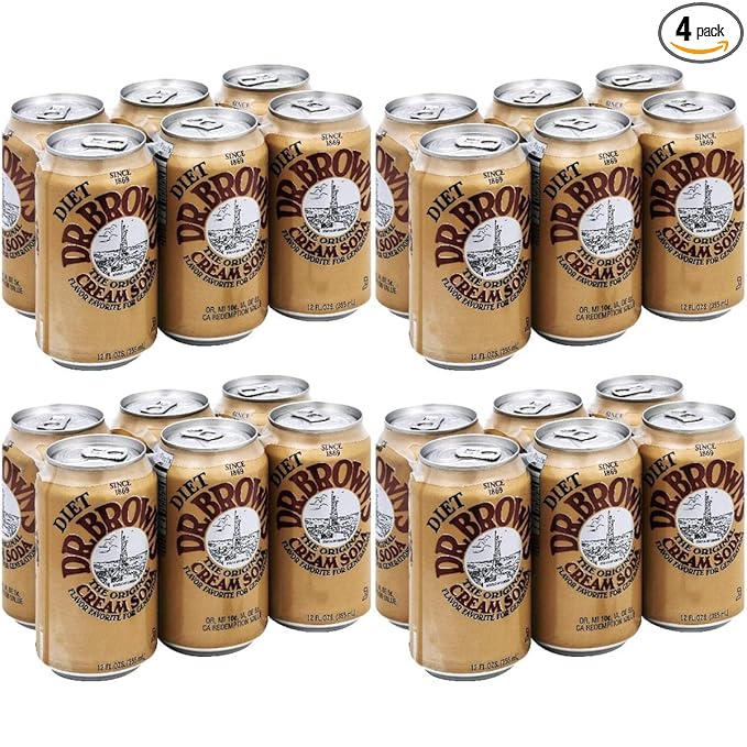 Dr. Brown Soda Cream Soda Diet 6 pack 12-ounces (Pack of 4)