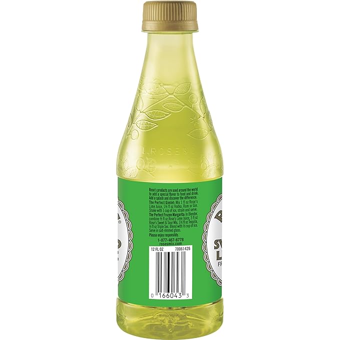 Rose's Sweetened Lime Juice 12 fl oz bottle (Pack of 6) Made with Real Lime Juice Mixer to Add to Cocktails and Non-Alchoholic Drinks Trusted by Bartenders