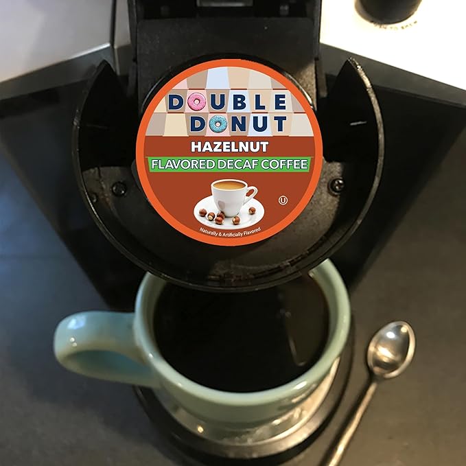 Double Donut Coffee Flavored Decaf Coffee Decaf Hazelnut Coffee Decaf Coffee Pods for Keurig K Cups Machines Medium Roast 80 Count (Pack of 1)