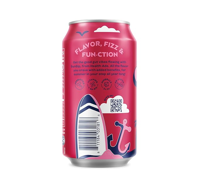 SunSip Prebiotic Soda by Health-Ade Better-for-You Soda Swap Beverage with Vitamins &amp Minerals Naturally Sweetened with 5g of Sugar Cherry Cola 11.5 oz (12 Pack)