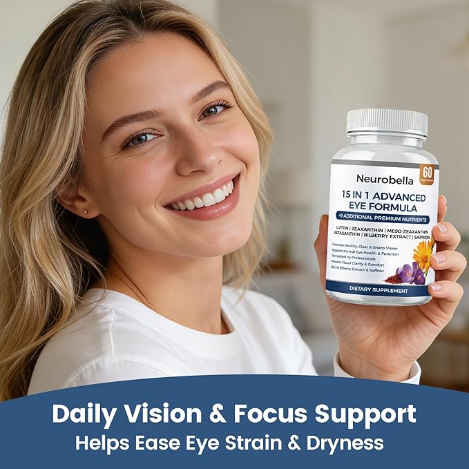 Neurobella Eye Formula Neurobella 15 in 1 Advanced Eye Formula with All 3 Carotenoids Lutein &amp Zeaxanthin Saffron &amp Bilberry Extract