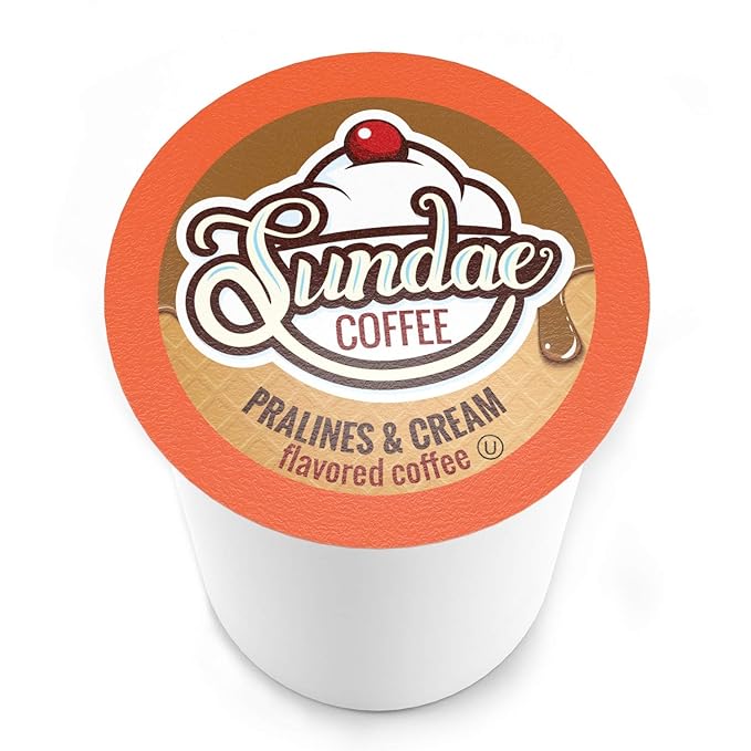 Sundae Ice Cream Flavored Coffee Pods Compatible with 2.0 Keurig K-Cup Brewer (Pralines and Cream) 48 Count