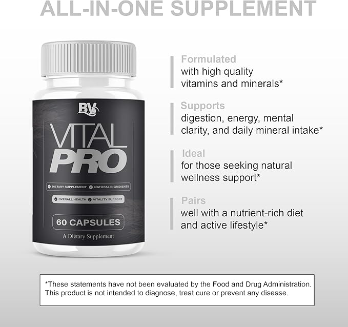 BLUE VIBE Vital Pro Capsules Premium Wellness &amp Advanced Health Management Supplement Pills Maximum Strength Daily Health &amp Overall Wellness Support 2 Pack - 120 Capsules