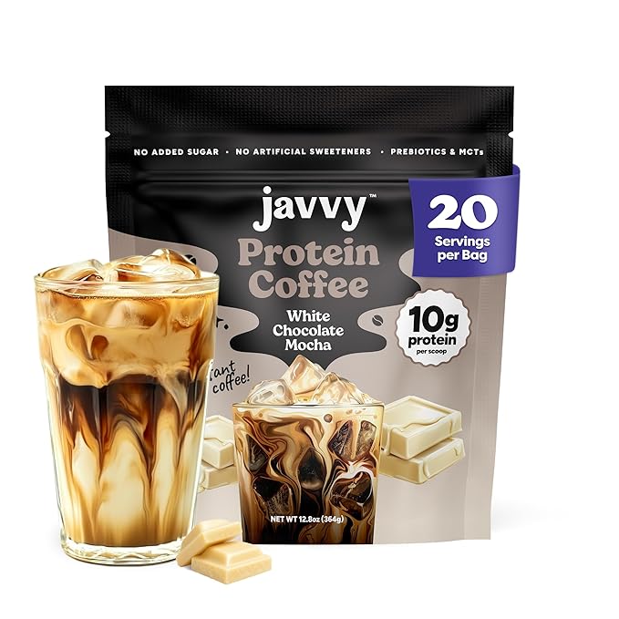 White Chocolate Mocha Protein Iced Coffee - Premium Whey Protein &amp Instant Iced Coffees - 100% Natural Cold Brew - Zero Artificial Flavors &amp Sweeteners 80 mg Caffeine No Added Sugar 20 Serv