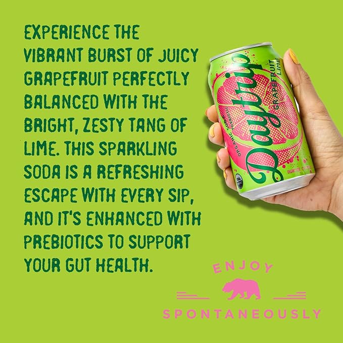 Daytrip Organic Sparkling Prebiotic Soda Low Sugar Soda and Low Calorie Healthy Soda Alternative Prebiotic Drink for Gut Health Drink and Digestion Refreshing Functional Beverage with Plant-Based F