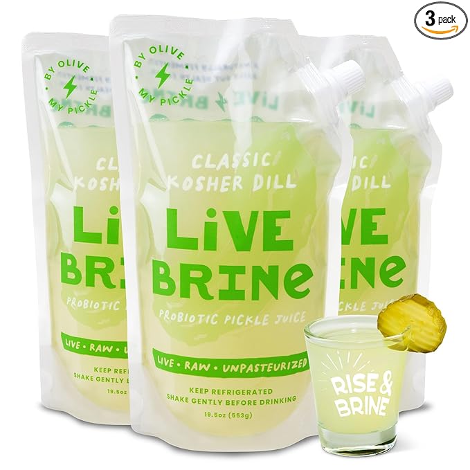 Olive My Pickle Probiotic Pickle Juice 58.5 oz | 3pk Olive Juice Live Brine Kosher Dill Pickle Juice Shots with Natural Probiotics &amp Digestive Enzymes for Gut Health - 39 Pickle Shots for Cramps