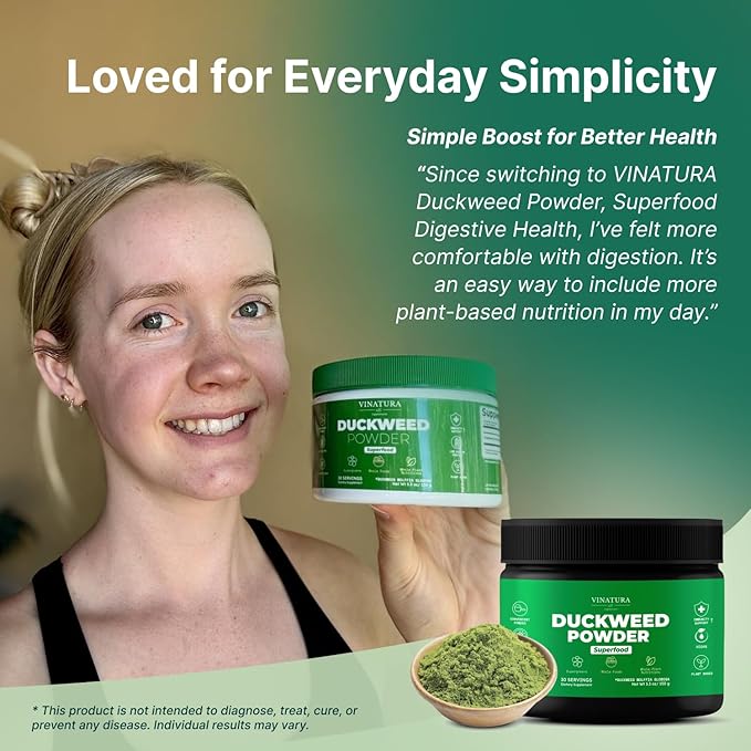 VINATURA Duckweed Powder - Duckweed Supplement Superfood Digestive Health Fiber-Superfood Powder of Wolffia Globosa