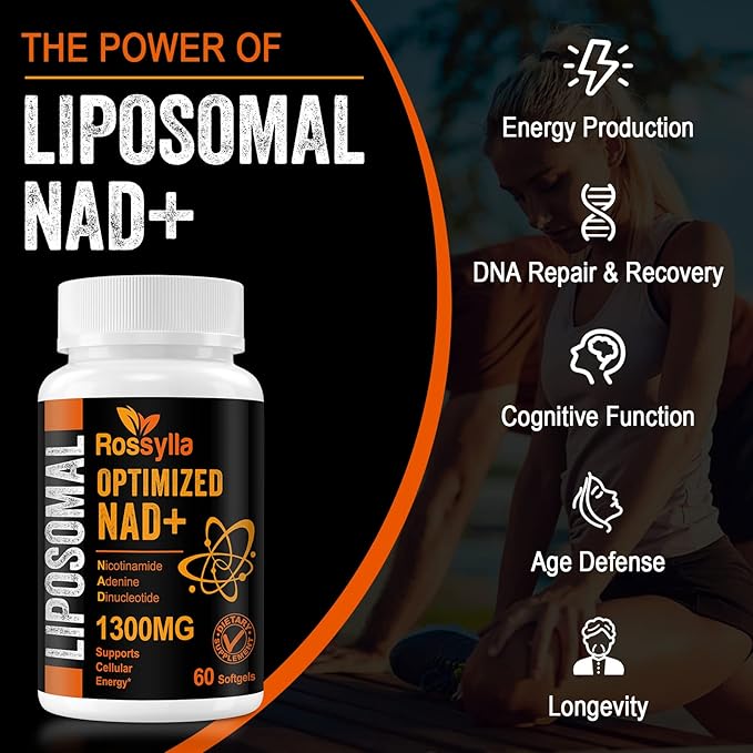 1300 MG Liposomal NAD+ Supplement | Highest Absorption | Purest NAD Supplemet to Boost NAD+ Effetively | Boosting NAD+ Supplement for Aging Defese Cellular Energy Longevity | 60 Count