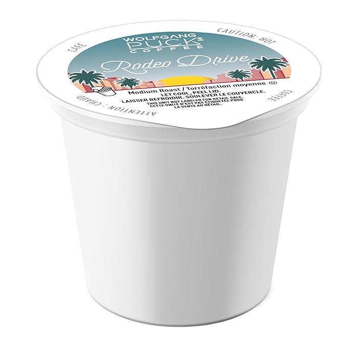 Wolfgang Puck Coffee Single Serve Capsules Medium Roast Compatible with Keurig K-Cup Brewers Rodeo Drive 24 Count (Pack of 1)