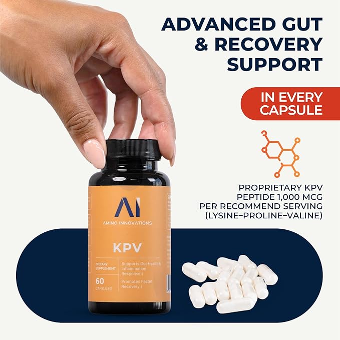 Amino Innovations KPV Peptide Supplement with Lysine–Proline–Valine for Immune Support Gut Health and Overall Wellness - Non-Stimulant Hormone-Free Formula for Daily Use - 60 capsules (30 servings)