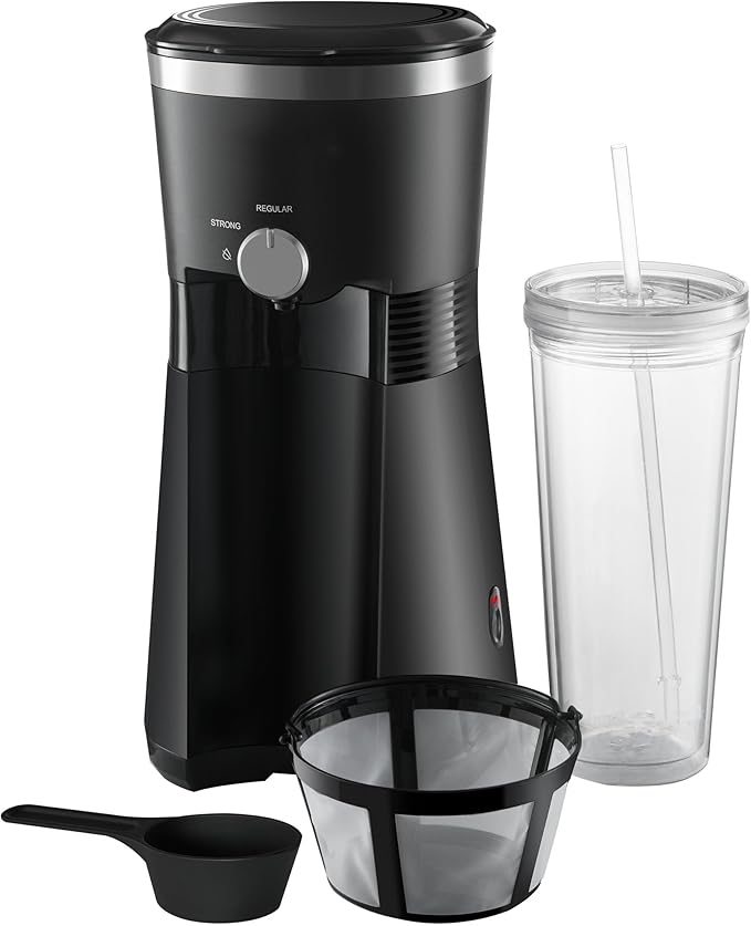 MaiyO Iced Coffee Maker with 25 fl oz. Reusable Tumbler Black