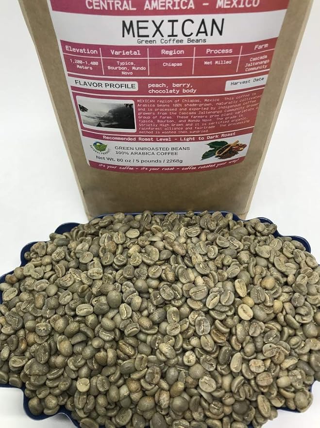 5 pounds| Mexican| Farm: Finca Nextlalpa| Grade-Altura| SpiceChocolateBrownSugarNuts/Apple| Specialty-Grade Green Unroasted Whole Coffee Beans| for Home Coffee Roasters|by Smokin’ Beans Coffee Co