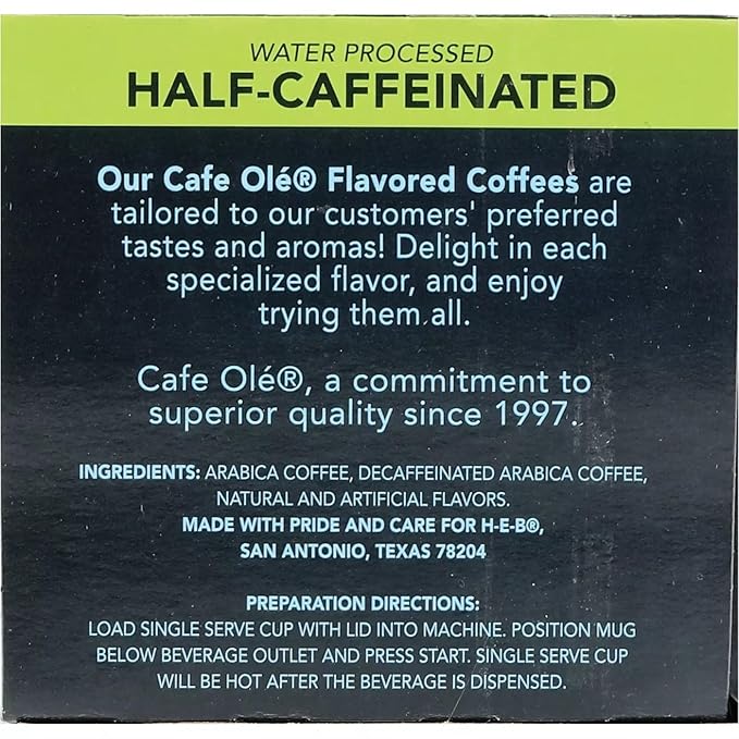 CAFE Olé by H‑E‑B Half Caffeinated Texas Pecan Medium Roast Single Serve Pods 12 ct 2 Boxes
