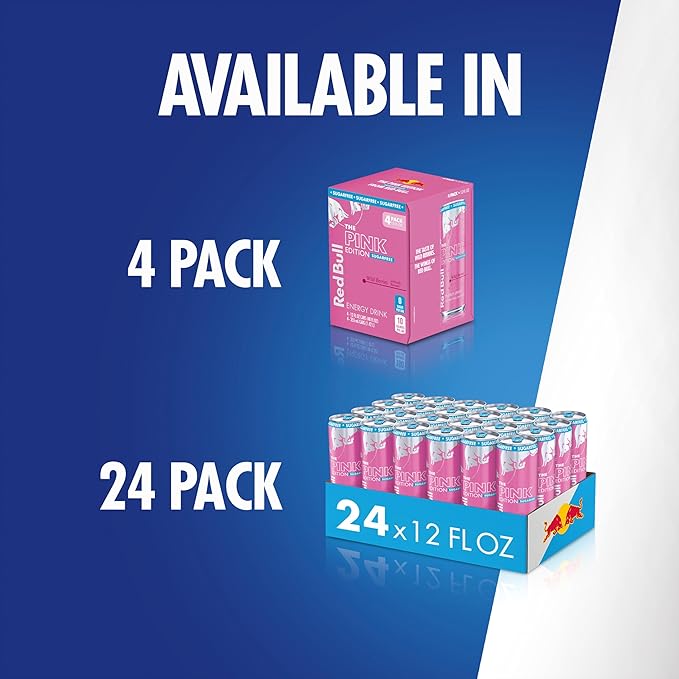 Red Bull Pink Edition Sugar-Free Energy Drink Wild Berries with 114mg Caffeine plus Taurine &amp B Vitamins 12 Fl Oz 6 Packs of 4 Cans (Pack of 24)
