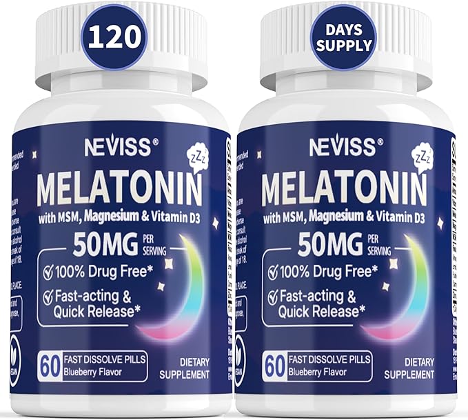 NEVISS Melatonin 50 mg Fast Dissolve Tablets + Ultra High Dose Melatonin 100mg