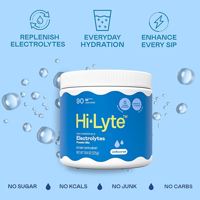 Hi-Lyte Electrolytes Powder Mix - Unflavored Hydration Support for Daily Wellness Fasting Keto - Sodium Potassium Magnesium Vitamins - No Sugar No Carbs Clean Ingredients