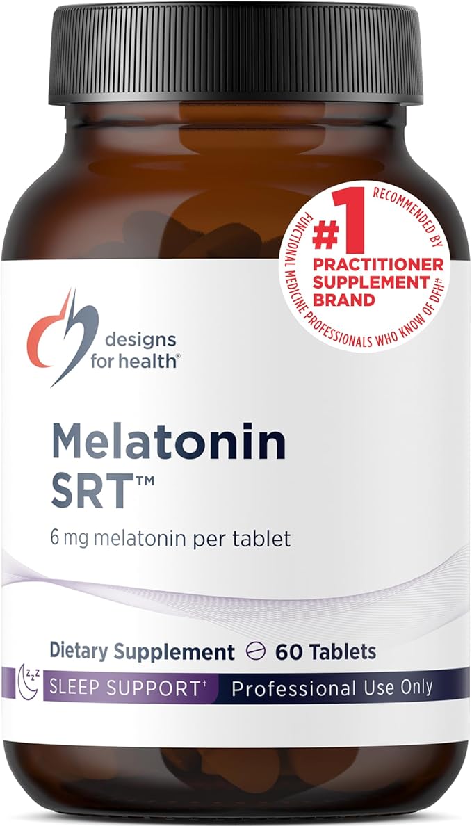 Designs for Health Time Release Melatonin SRT - Melatonin Supplement for Sleep - Sleep Supplement for Adults 6mg Per Tablet - Vegan + Non-GMO (60 Tablets)