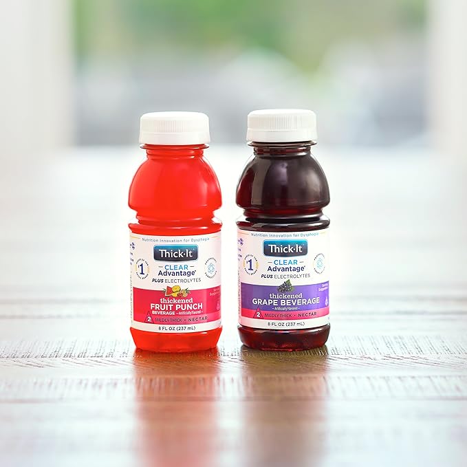 Thick-It Clear Advantage Mildy Thick Grape Drink Plus Electrolytes Nectar Consistency Swallowing Aid Hydration on the Go Convenient &amp Ready-to-Use No Mixing Needed 8 oz Bottle (24 Pack)