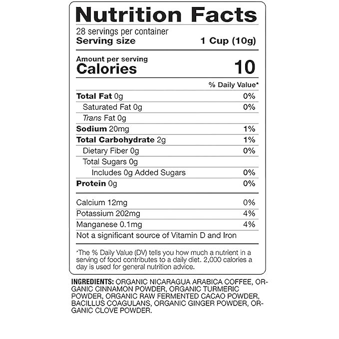 Cardio Care Organic Ground Bagged Coffee – Probiotic Coffee with Cacao Ginger Turmeric &amp Cinnamon – Healthy Superfood Mold Free Vegan Gluten Free - 10 oz (Pack of 2)