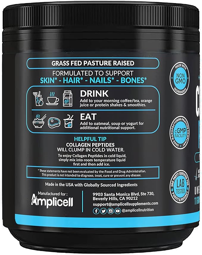 Multi Collagen Peptides Powder – Hydrolyzed Type I &amp III Grass-Fed Bovine Collagen – Unflavored Protein for Hair Skin Nails Joints &amp Mobility – Keto Paleo – 41 Servings