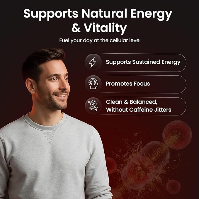 Vegan Mitochondrial Support – Advanced Cellular Wellness &amp Natural Energy Formula with CoQ10 PQQ Acetyl-L-Carnitine Alpha-Lipoic Acid Magnesium BioPerine® - Daily Support (60 Capsules)