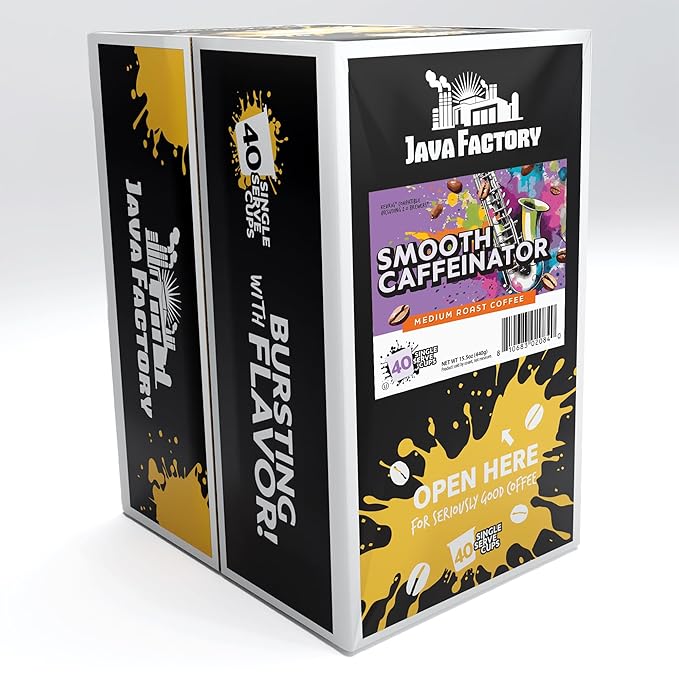 Java Factory Coffee Pods Medium Roast Coffee for Keurig K Cup Brewers Smooth Caffeinator 40 Count